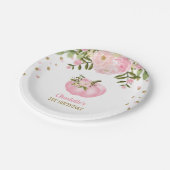 Rosa Blumenkürbis-1. erster Geburtstag 7" Platte Pappteller (Schrägansicht)