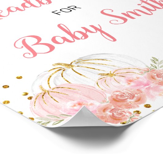 Rosa Blumenkürbis Kinderdusche Headband Station Poster (Ecke)