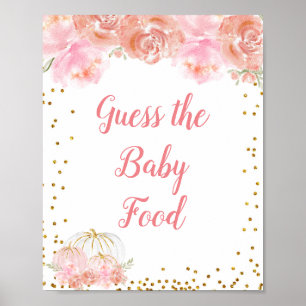 Rosa Blumenkürbis Wasserfarbe Raten Sie das Baby F Poster