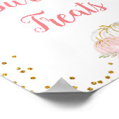 Rosa Blumenkürbis Wasserfarbe Süße Leckereien Unte Poster (Ecke)