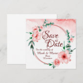 Rosa Blumenladen Save the Date Einladung (Vorne/Hinten)