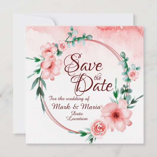 Rosa Blumenladen Save the Date Einladung (Vorderseite)