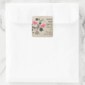 Rosa Blumenlähmung Save the Date Aufkleber (Tasche)