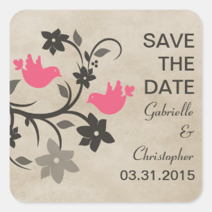 Rosa Blumenlähmung Save the Date Aufkleber