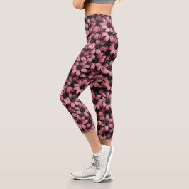 Rosa Blumenleggings Capri Leggings