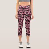 Rosa Blumenleggings Capri Leggings (Vorderseite)