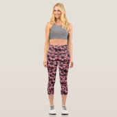 Rosa Blumenleggings Capri Leggings (Vorderseite)