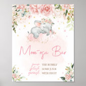 Rosa Blumenlephant Babydusche Mama Osa Bar Poster (Vorne)