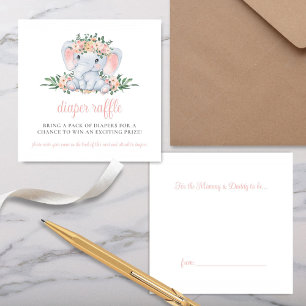 Rosa Blumenlephant Winddusche Windelwanne Windelwa Begleitkarte