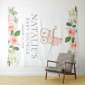 Rosa Blumenmädchen-Babydusche Wandteppich (Beispiel (Horizontal))