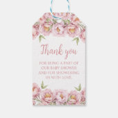 Rosa Blumenmädchen Dusche danke Geschenketiketten Geschenkanhänger (Rückseite)