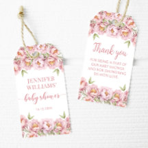 Rosa Blumenmädchen Dusche danke Geschenketiketten