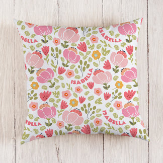 Rosa Blumenmädchen Name Pillow Kissen