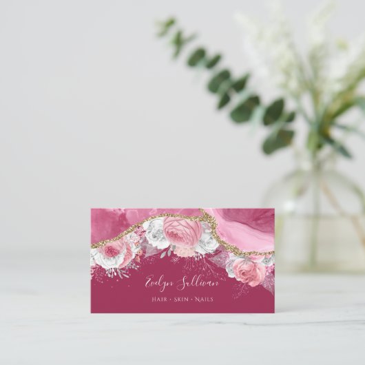 Rosa Blumenmagazin Visitenkarte (Stehend Vorderseite)