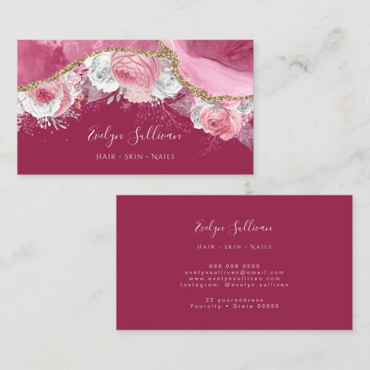 Rosa Blumenmagazin Visitenkarte (Vorne/Hinten)