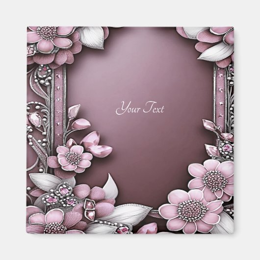 Rosa Blumenmagnet Magnet (Vorne)
