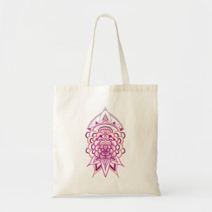 Rosa Blumenmandala-Leinen-Tasche   Ästhetische Boh Tragetasche