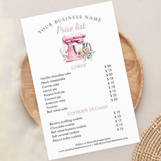 Rosa Blumenmischweine - Preisliste für Bäckereien Flyer