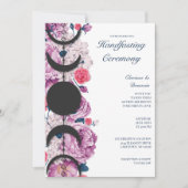 Rosa Blumenmoon Phase Wiccan Handfasts Einladung (Vorderseite)