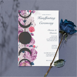 Rosa Blumenmoon Phase Wiccan Handfasts Einladung