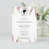 Rosa Blumenmotiv, Brautkaffee-Notfall Einladung (Stehend Vorderseite)