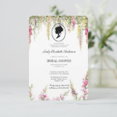 Rosa Blumenmotiv, Brautkaffee-Notfall Einladung (Stehend Vorderseite)