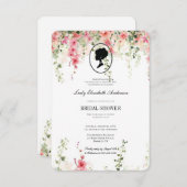 Rosa Blumenmotiv, Brautkaffee-Notfall Einladung (Vorne/Hinten)