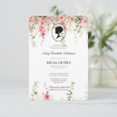 Rosa Blumenmotiv, Brautkaffee-Notfall Einladung (Stehend Vorderseite)