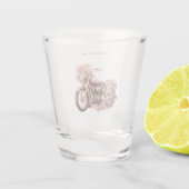 Rosa Blumenmotorrad Schnapsglas (Rückseite)