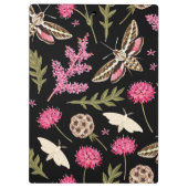 Rosa Blumenmotte | Moth Clipboard Klemmbrett (Rückseite)