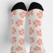 Rosa Blumenmuster auf Off-White Socken (Oben)