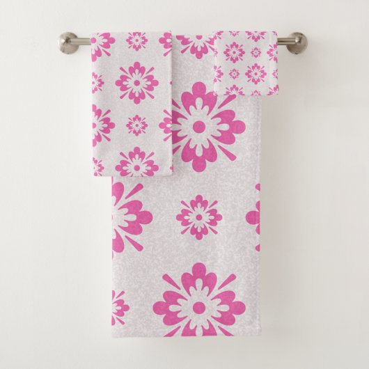 Rosa Blumenmuster Badhandtuch Set (Insitu)