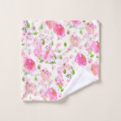 Rosa Blumenmuster Badhandtuch Set (Waschlappen)