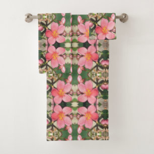 Rosa Blumenmuster Badhandtuch Set