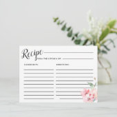 Rosa Blumenmuster-Brautparty Rezept-Karte Begleitkarte (Stehend Vorderseite)