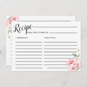 Rosa Blumenmuster-Brautparty Rezept-Karte Begleitkarte (Vorne/Hinten)