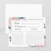 Rosa Blumenmuster-Brautparty Rezeptkarten (Vorne/Hinten)