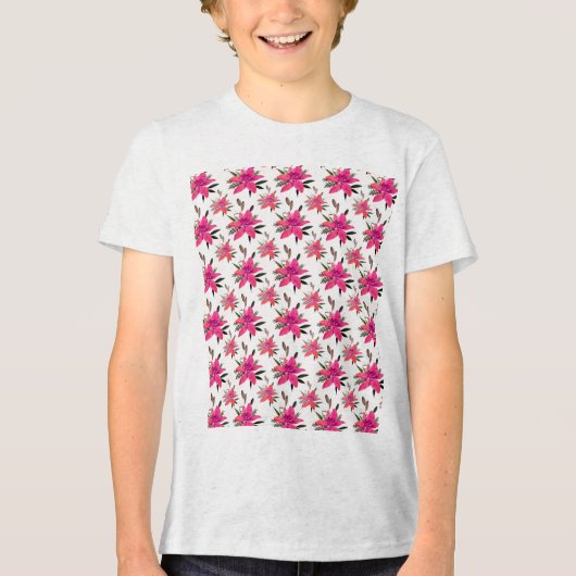 Rosa Blumenmuster Design-29500 Plus Size T - Shirt (Vorderseite)