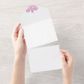 Rosa Blumenmuster-Design - Elegante Blume Art All In One Einladung (Abreißtisch)