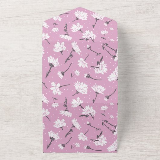 Rosa Blumenmuster-Design - Elegante Blume Art All In One Einladung (Außenbereich)