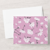 Rosa Blumenmuster-Design - Elegante Blume Art All In One Einladung (Rückseite)