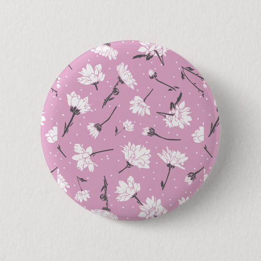 Rosa Blumenmuster-Design - Elegante Blume Art Button (Vorderseite)