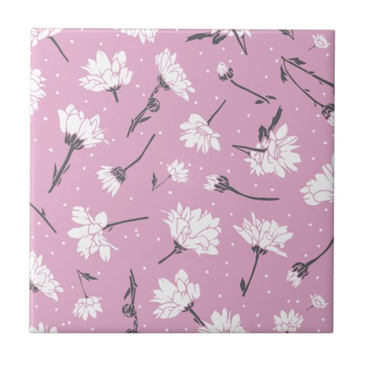 Rosa Blumenmuster-Design - Elegante Blume Art Fliese (Vorderseite)