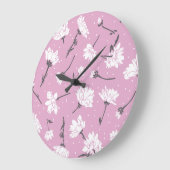 Rosa Blumenmuster-Design - Elegante Blume Art Große Wanduhr (Winkel)