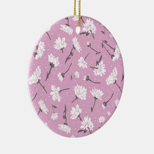 Rosa Blumenmuster-Design - Elegante Blume Art Keramik Ornament (Rechts)