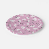 Rosa Blumenmuster-Design - Elegante Blume Art Pappteller (Schrägansicht)