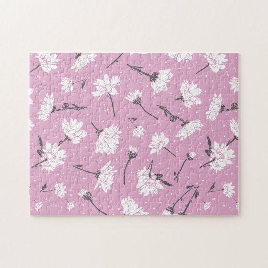 Rosa Blumenmuster-Design - Elegante Blume Art Puzzle (Horizontal)