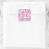 Rosa Blumenmuster-Design - Elegante Blume Art Quadratischer Aufkleber (Tasche)