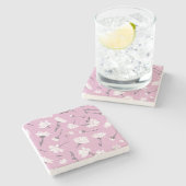 Rosa Blumenmuster-Design - Elegante Blume Art Steinuntersetzer (Seitenansicht)