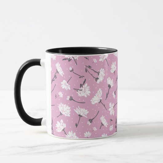 Rosa Blumenmuster-Design - Elegante Blume Art Tasse (Links)